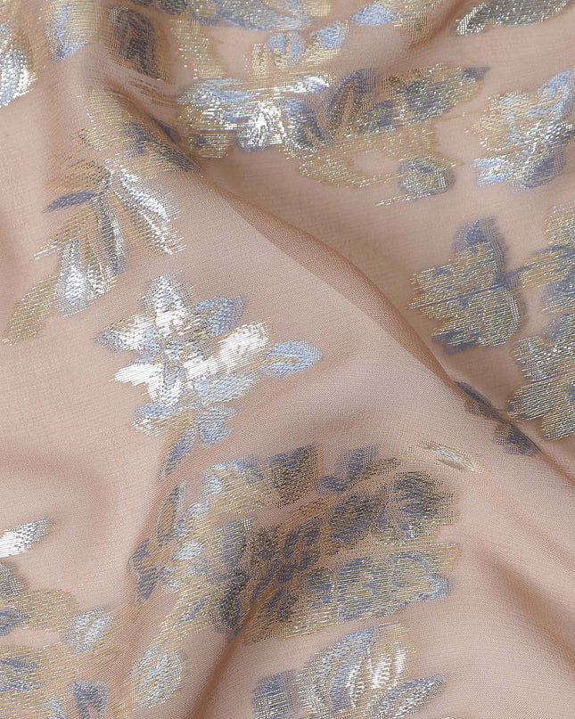 Dusty Rose Pink Silk Chiffon Lurex Fabric 110cm