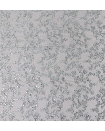 Silver Self Pure Silk Chiffon Fabric 110cm