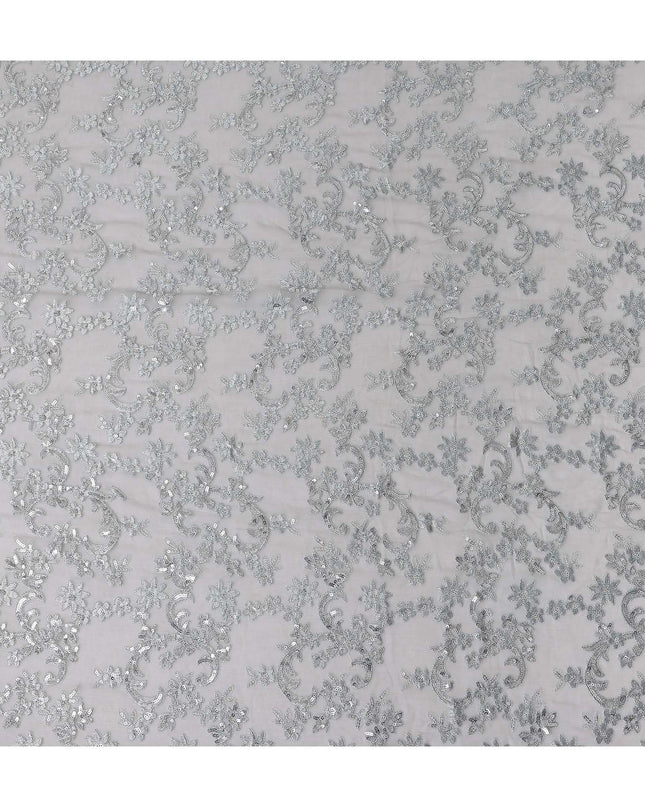 Silver Self Pure Silk Chiffon Fabric 110cm