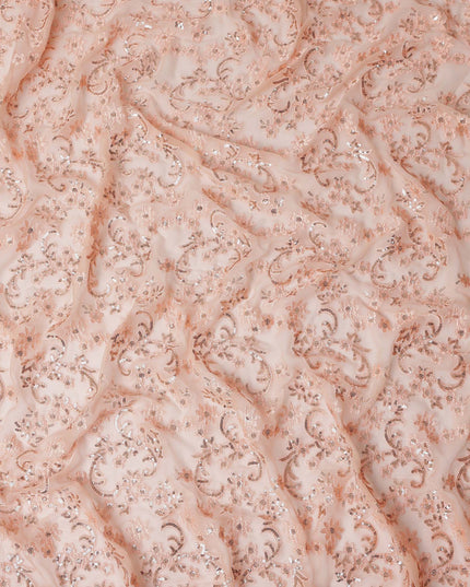 Beige Self Pure Silk Chiffon Fabric 110cm