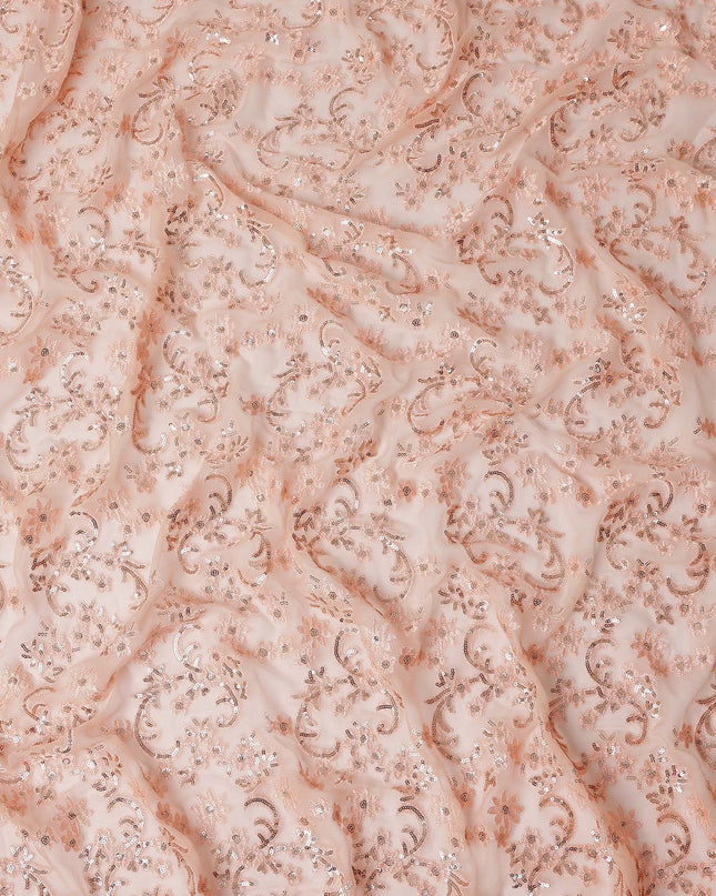 Beige Self Pure Silk Chiffon Fabric 110cm