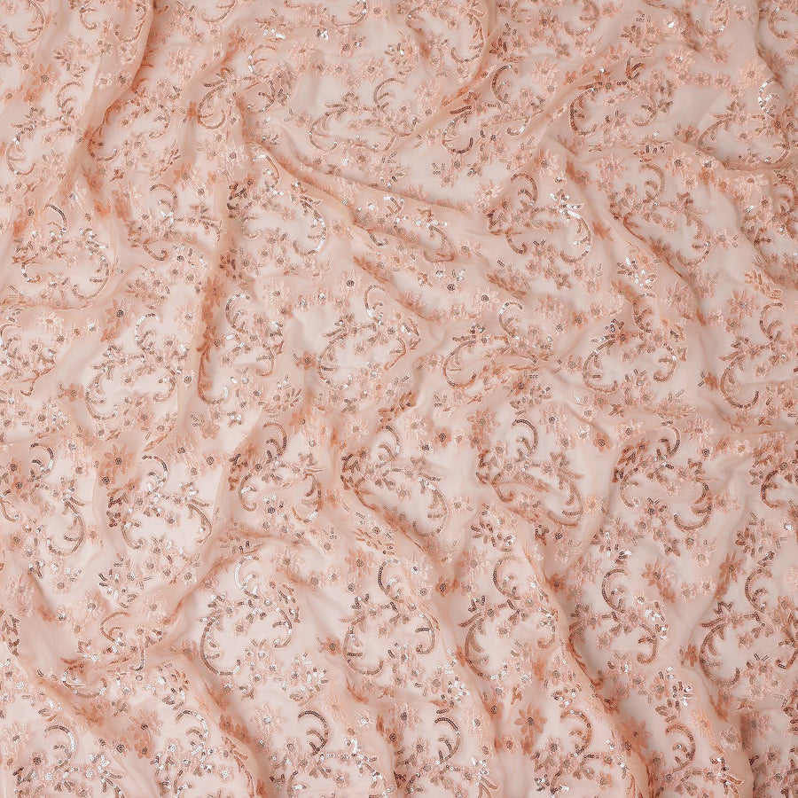 Beige Self Pure Silk Chiffon Fabric 110cm