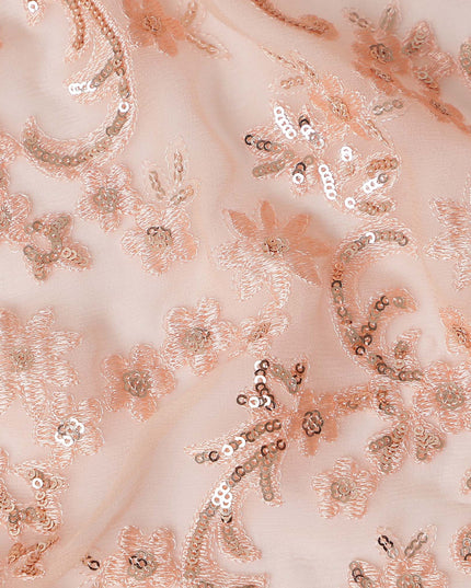 Beige Self Pure Silk Chiffon Fabric 110cm