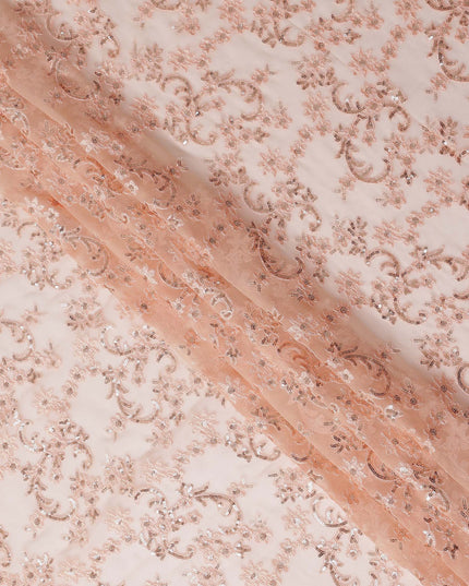 Beige Self Pure Silk Chiffon Fabric 110cm