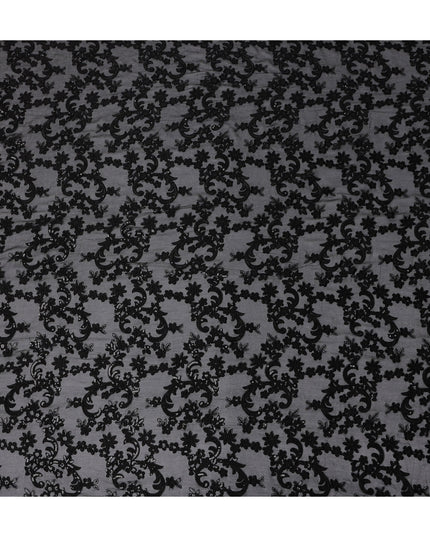Black Self Pure Silk Chiffon Fabric 110cm