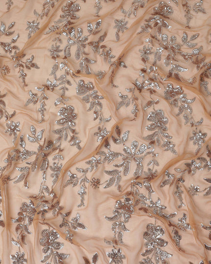 Beige Self Pure Silk Chiffon Fabric 110cm