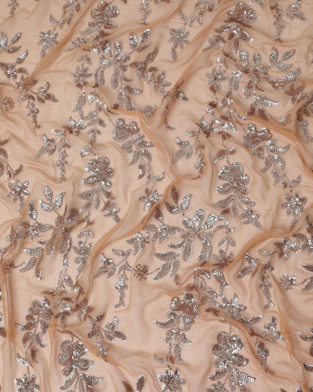 Beige Self Pure Silk Chiffon Fabric 110cm