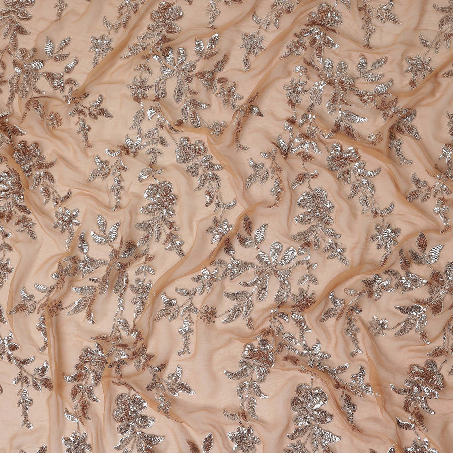 Beige Self Pure Silk Chiffon Fabric 110cm