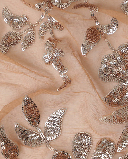 Beige Self Pure Silk Chiffon Fabric 110cm
