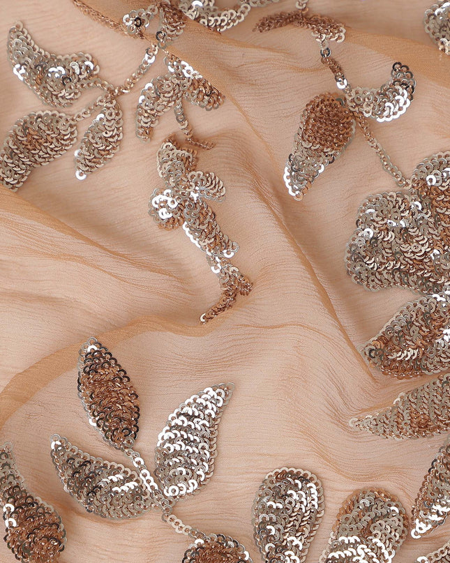 Beige Self Pure Silk Chiffon Fabric 110cm