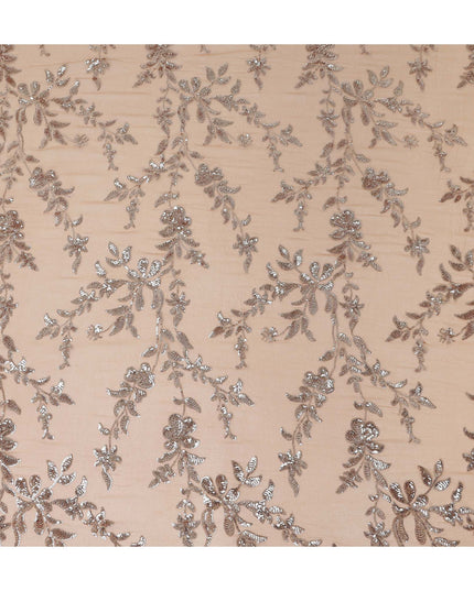 Beige Self Pure Silk Chiffon Fabric 110cm