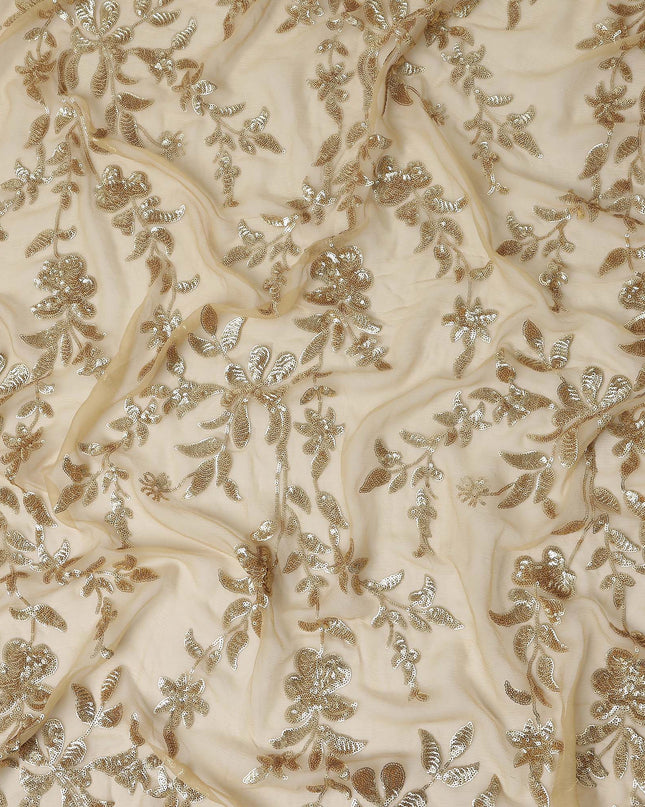 Beige Self Pure Silk Chiffon Fabric 110cm