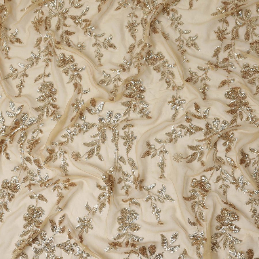 Beige Self Pure Silk Chiffon Fabric 110cm