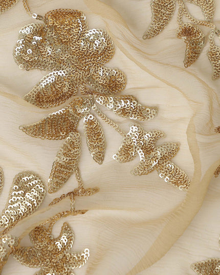 Beige Self Pure Silk Chiffon Fabric 110cm