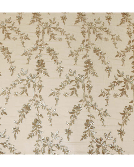 Beige Self Pure Silk Chiffon Fabric 110cm