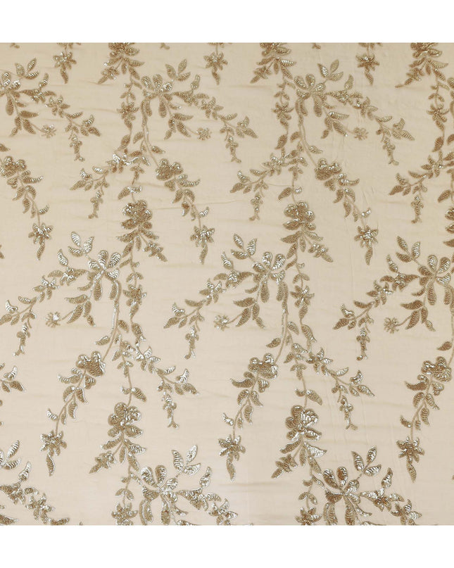 Beige Self Pure Silk Chiffon Fabric 110cm