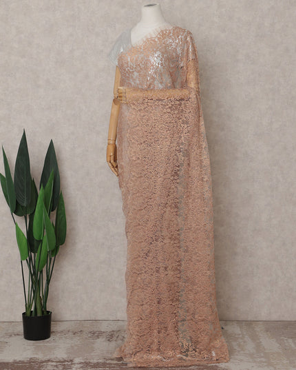 Dusty Peach Rose Gold Chantilly Lace Saree - D31609