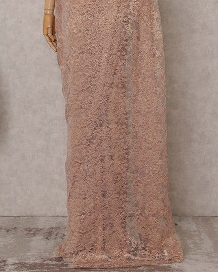 Dusty Peach Rose Gold Chantilly Lace Saree - D31609