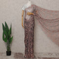 Dusty Rose Taupe French Chantilly Lace Saree 5.5m