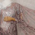 Dusty Rose Taupe French Chantilly Lace Saree 5.5m