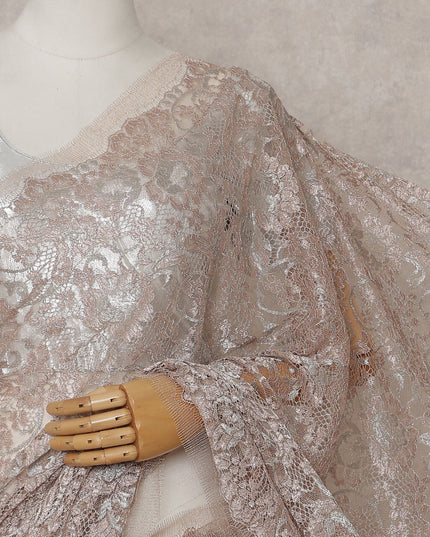 Champagne Taupe French Chantilly Lace Saree