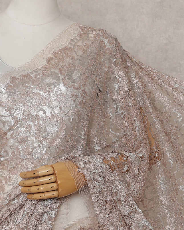 Champagne Taupe French Chantilly Lace Saree