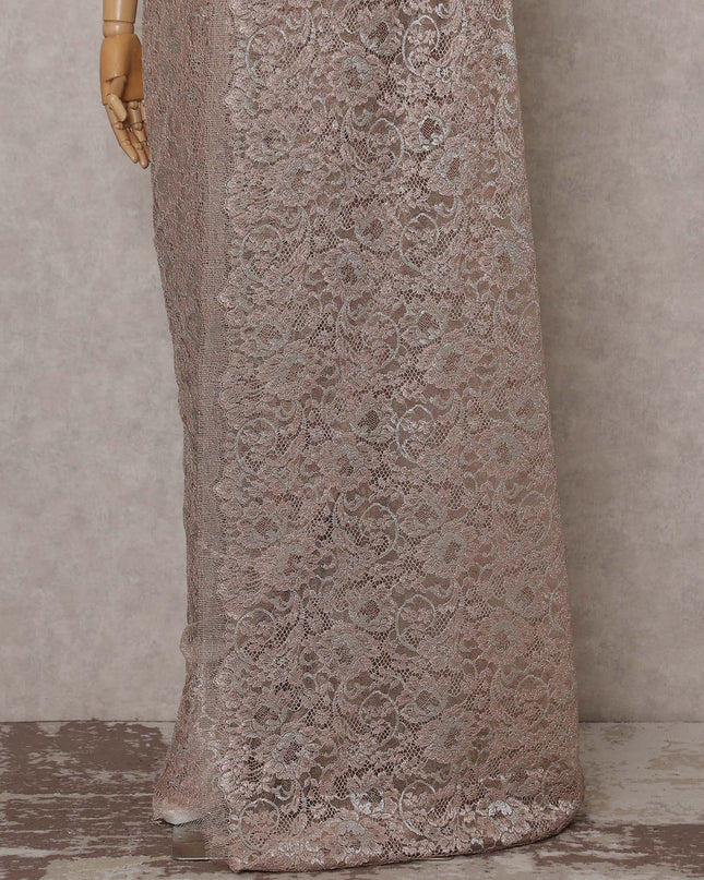 Champagne Taupe French Chantilly Lace Saree