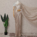 Warm Champagne Beige French Chantilly Lace Saree