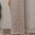 Warm Champagne Beige French Chantilly Lace Saree