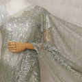 Moss Sage Green French Chantilly Lace Saree 5.5m