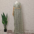 Moss Sage Green French Chantilly Lace Saree 5.5m