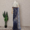 Ivory to Navy Blue Ombre Ombre Chantilly Saree - D31633
