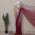 Blush Pink To Deep Wine Red Ombre Lace Saree | Regal Fabrics