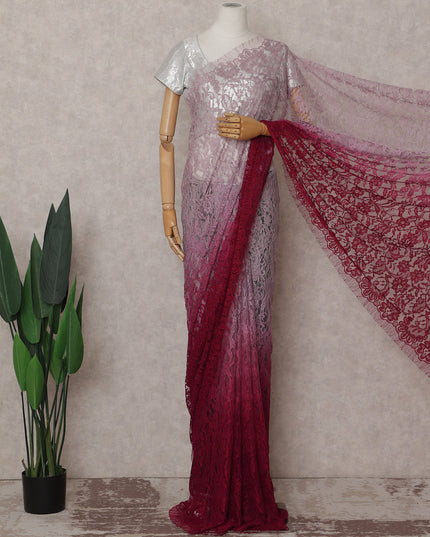 Blush Pink To Deep Wine Red Ombre Lace Saree | Regal Fabrics