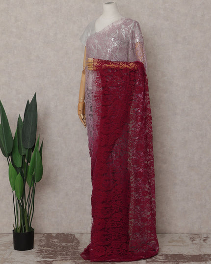 Blush Pink To Deep Wine Red Ombre Lace Saree | Regal Fabrics