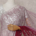 Blush Pink To Deep Wine Red Ombre Lace Saree | Regal Fabrics
