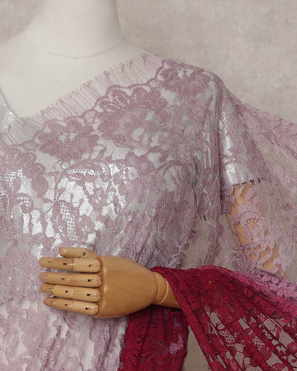 Blush Pink To Deep Wine Red Ombre Lace Saree | Regal Fabrics