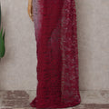 Blush Pink To Deep Wine Red Ombre Lace Saree | Regal Fabrics