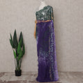 Emerald Green to Violet Purple Ombre Ombre Chantilly Saree -
