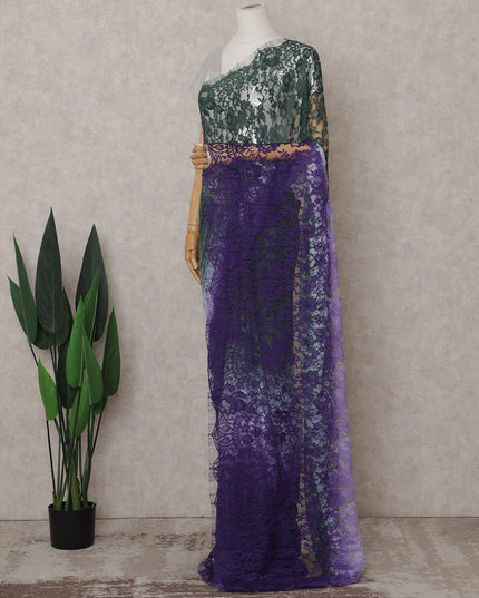 Emerald Green to Violet Purple Ombre Ombre Chantilly Saree -