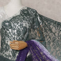 Emerald Green to Violet Purple Ombre Ombre Chantilly Saree -