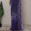 Emerald Green to Violet Purple Ombre Ombre Chantilly Saree -