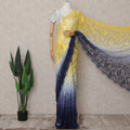Yellow to Navy Blue Ombre Ombre Chantilly Saree - D31638