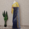 Yellow to Navy Blue Ombre Ombre Chantilly Saree - D31638
