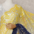 Yellow to Navy Blue Ombre Ombre Chantilly Saree - D31638