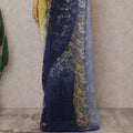 Yellow to Navy Blue Ombre Ombre Chantilly Saree - D31638