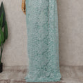 Mint Seafoam Green Chantilly Lace Saree - D31610