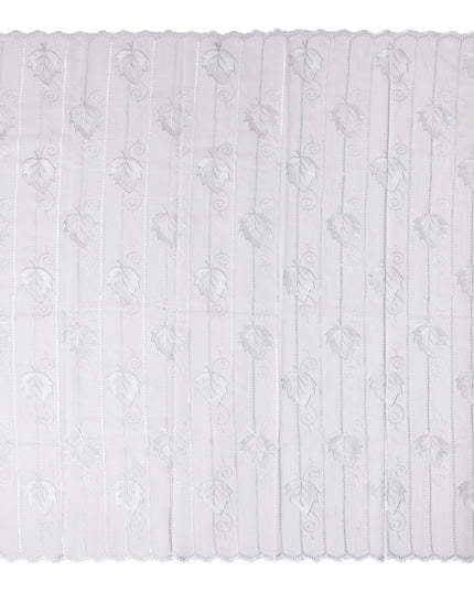 White Leaf Embroidery Cotton Voile Thobe 4.5m