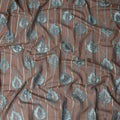 Brown Teal Leaf Embroidery Voile Thobe 4.5m