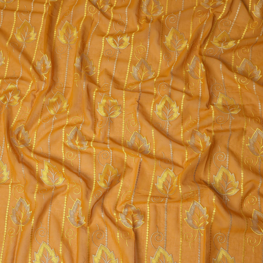 Orange Leaf Embroidery Cotton Voile Thobe 4.5m